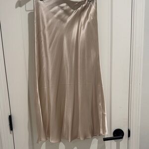 Quince Cream Satin Midi Skirt